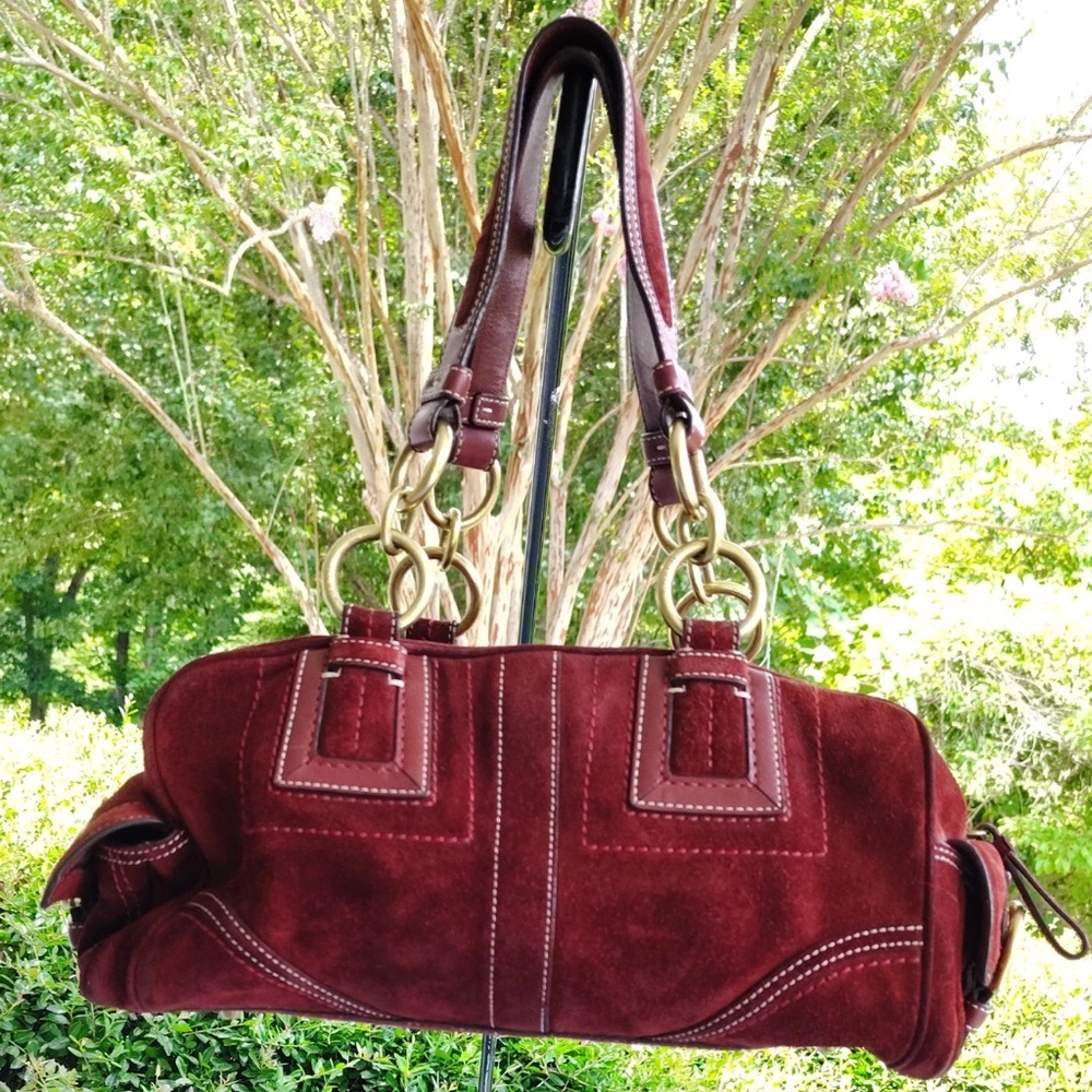 Interest check!!! (Will also trade) Vintage coach red suede hand bag purse